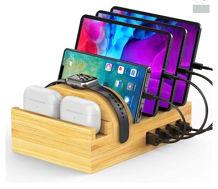 Töltőállomás több készülékhez Bamboo 50W 7 csatlakozóval - BYYA-6922