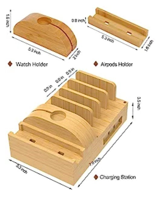 Töltőállomás több készülékhez Bamboo 50W 7 csatlakozóval - BYYA-6922