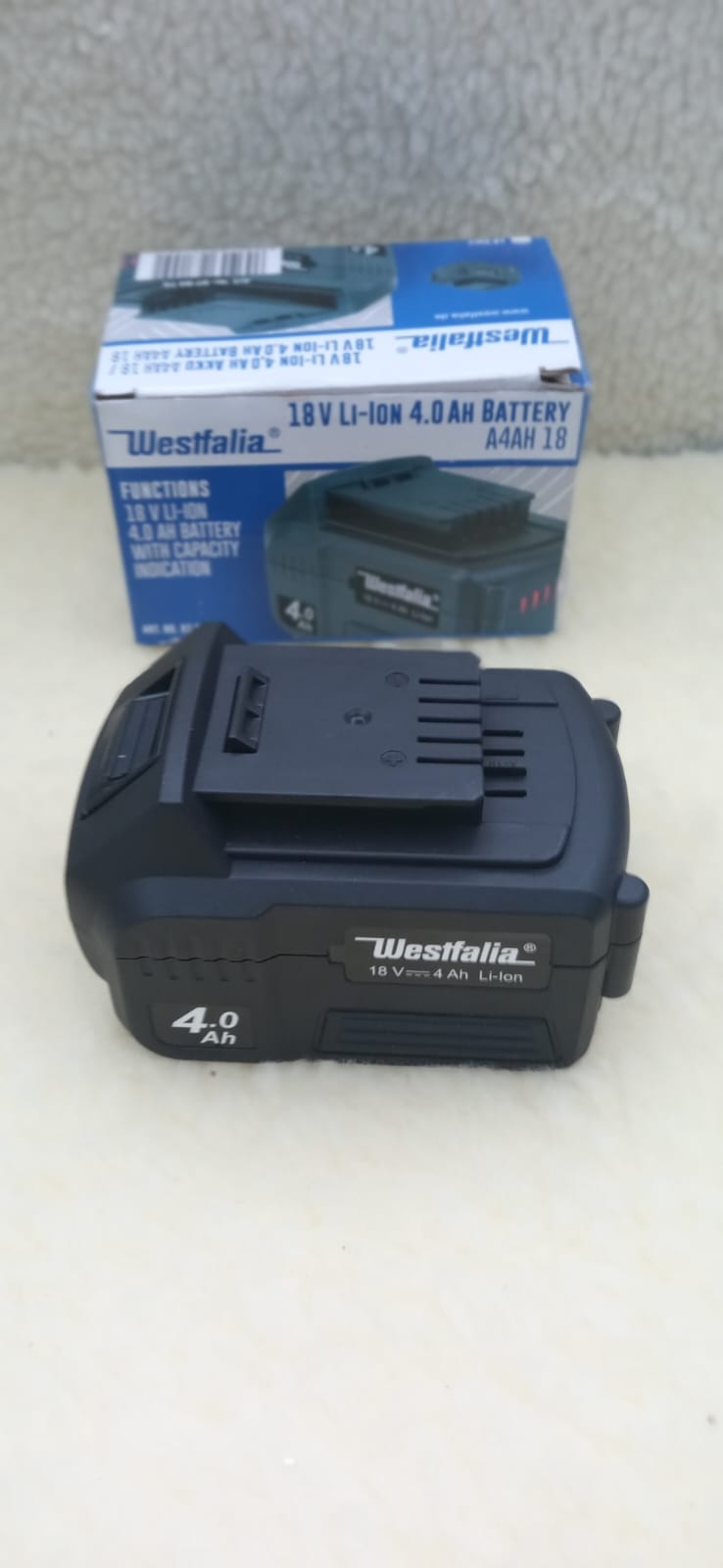 Westfalia 18 V Li-Ion akkumulátor 4,0 Ah A4AH18