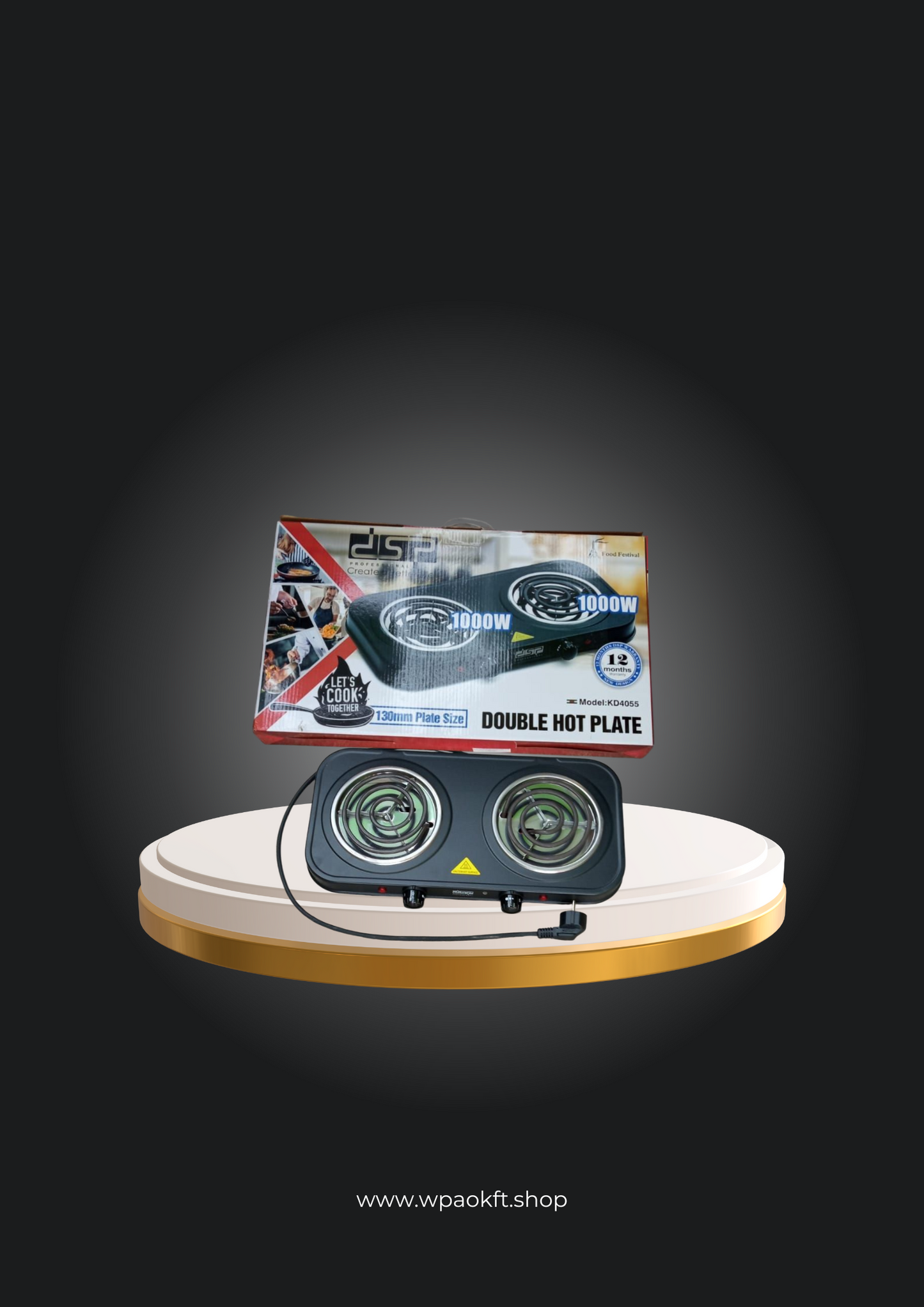 Dupla Főzőlap DSP KD4055 – Kompakt és hordozható dupla főzőlap állítható hőmérséklet-szabályozással és rozsdamentes acél felülettel