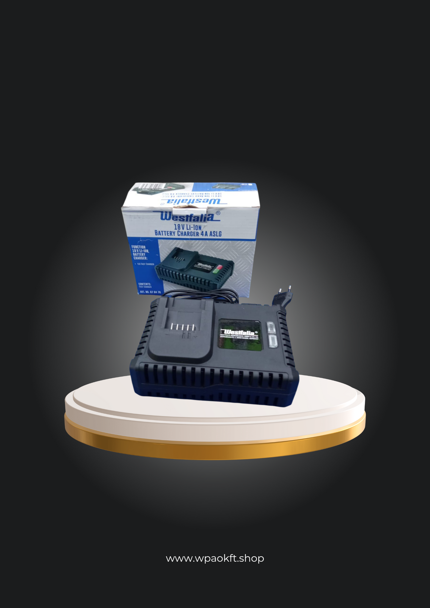 Westfalia Li-Ion akkumulátor gyorstöltő 4 A, 18 V Cikkszám: 878476