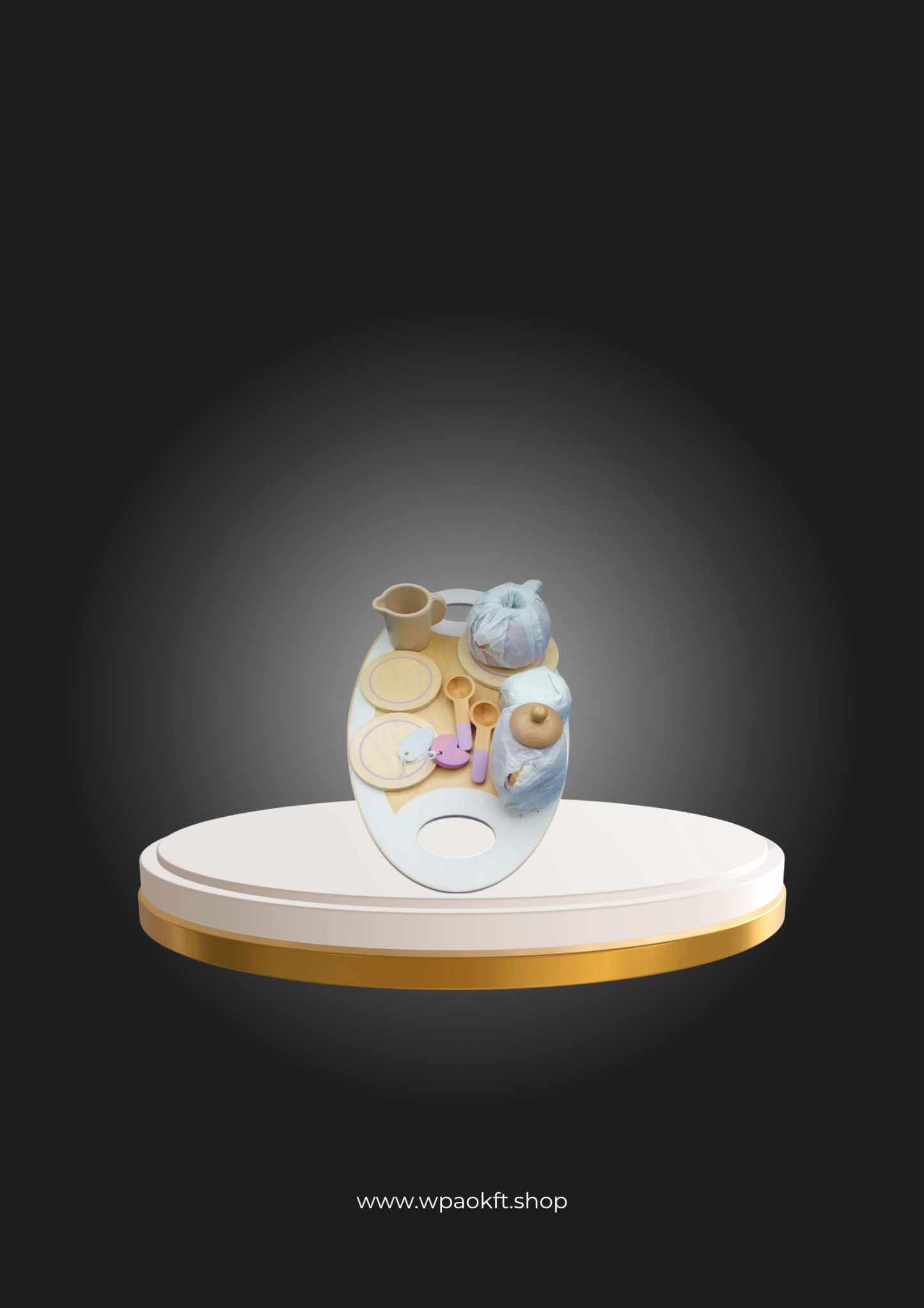 Fából készült kisgyermek teáskészlet - rózsaszín