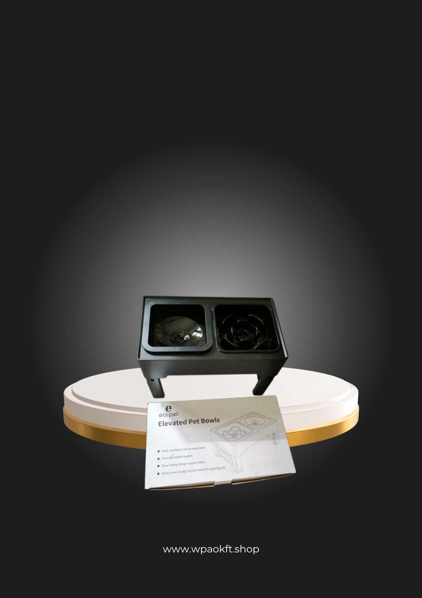 ELS PET emelt háziállat tál, állítható rozsdamentes acél víztál lassú etetőtállal