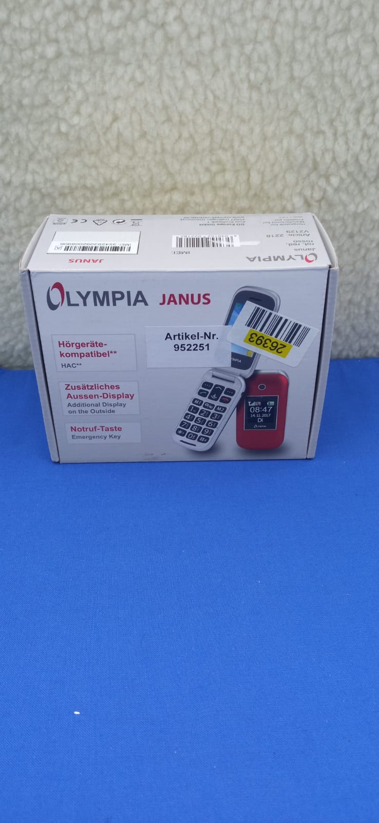 Olympia Janus mobiltelefon idősek számára nagy gombok és színes kijelző piros