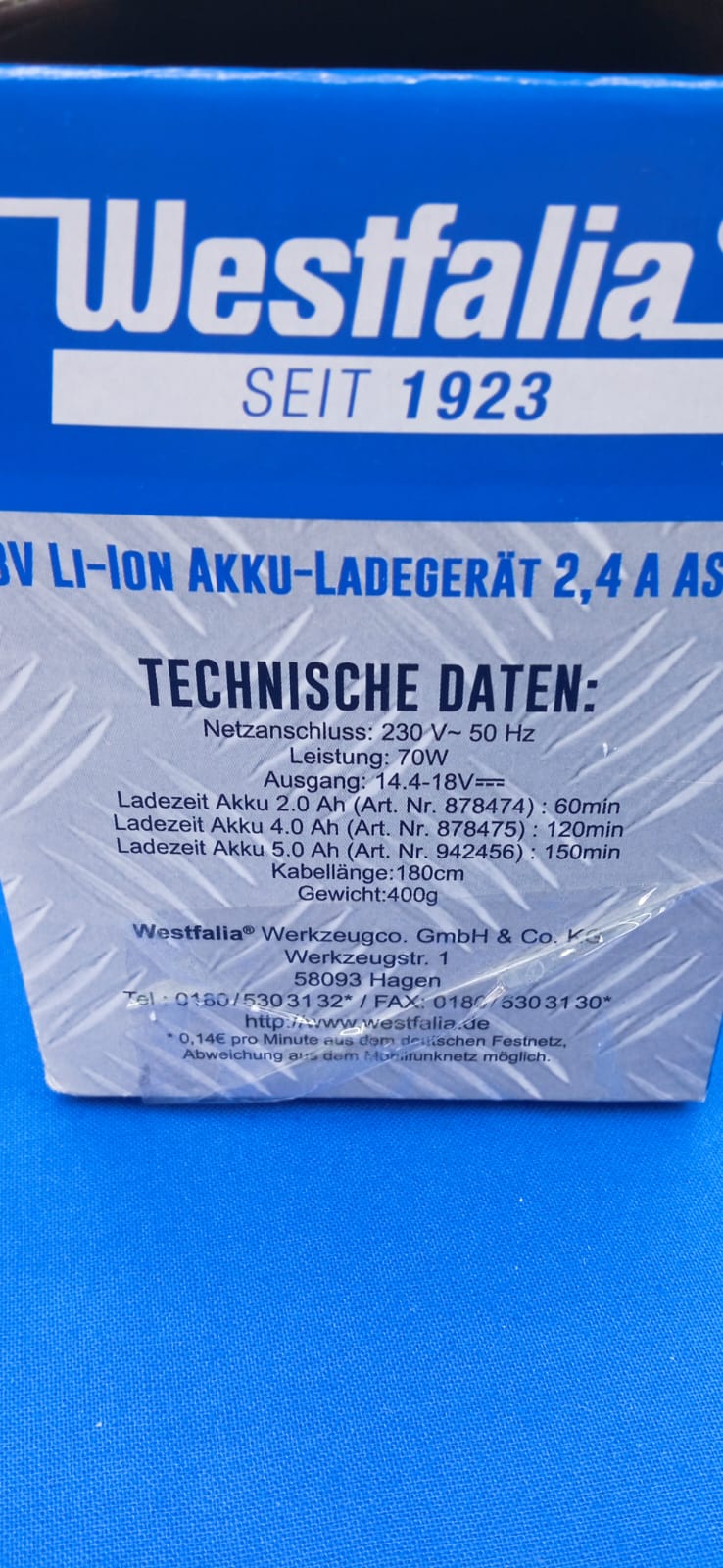Westfalia töltő 2.4 A ALG 18 V Li - Ion töltő