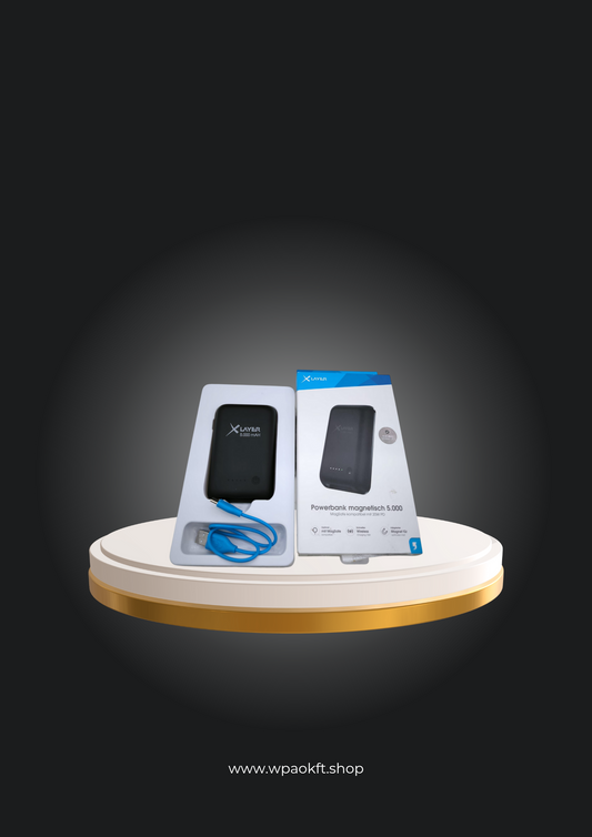 XLayer MagFix Pro Power Bank külső akkumulátor mágneses 5,000 mAh PD 20 W Kompatibilis iPhone 12/13/14/15, XS Airpods, Samsung, Huawei, Xiaomi, iPad Tablet MagSafe gyors töltés USB C típus Fekete