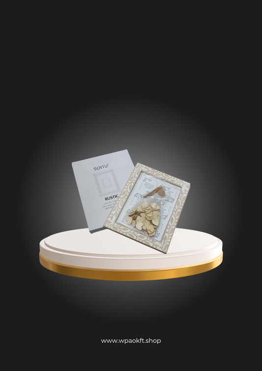 SOITU fából készült esküvői vendégkönyv 80 szívvel és fotókerettel